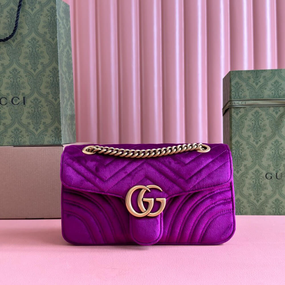GG Velvet Small Marmont shoulder bag