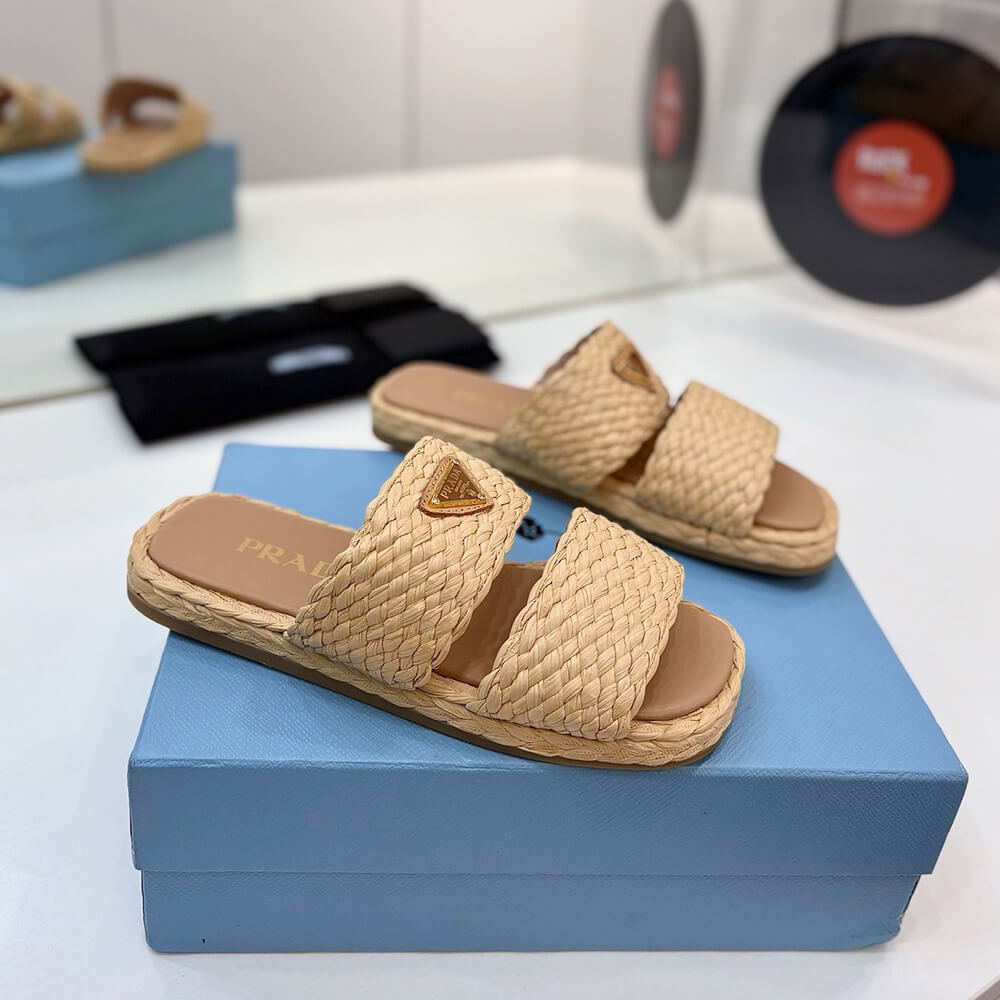 Prada Raffia slides