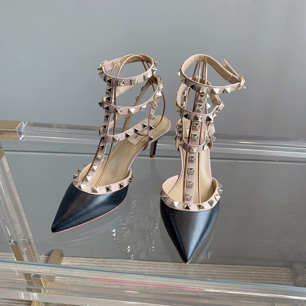 VALENTINO ROCKSTUD Wrap-around ankle strap rivet high heels (heel height 6.5 cm)